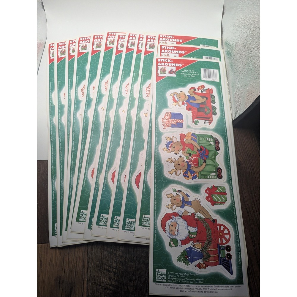 (13) 2003 Vtg Stick Arounds Santa Reindeer Christmas Paper Magic‎ Group Clings